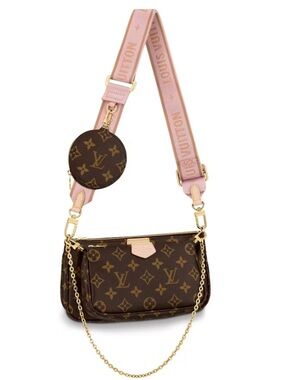 Louis Vuitton Multi Pochette Accessories Rose Clair Crossbody Purse Pink Strap